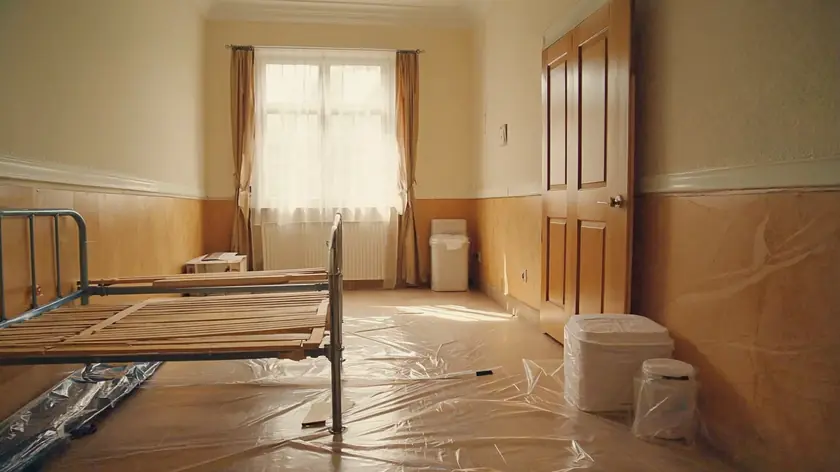 Bedroom prepared for professional deep sanitisation